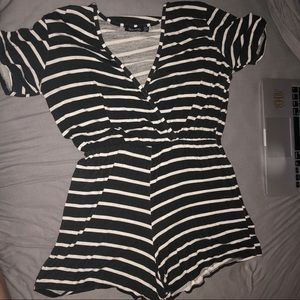 Black & white striped romper